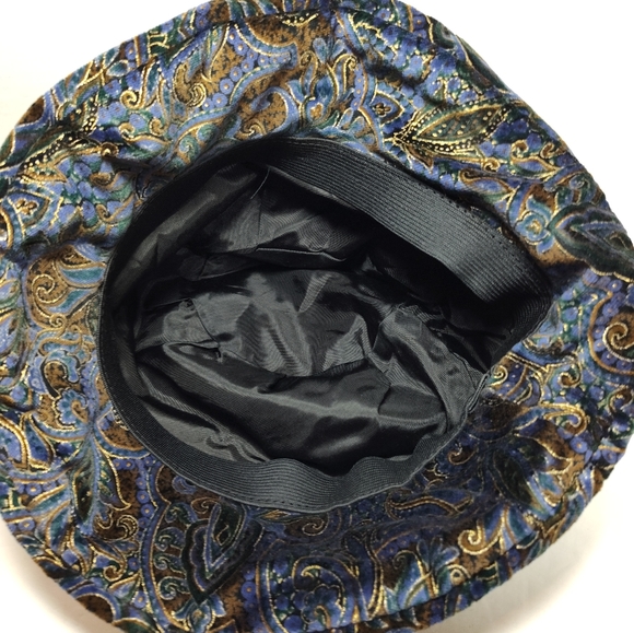 💠 vintage velour velvet paisley bucket hat 60s y2k boho hippie - Picture 5 of 9